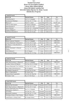 Alman Dili Eğitimi Anabilim Dalı Haftalık Ders Programı T.C İstanbul