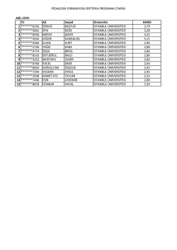 PEDAGOJİK FORMASYON SERTİFİKA PROGRAMI (TARİH) TC Ad