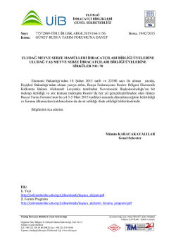 G&Uuml;NEY RUSYA TARIM FORUMU`NA DAVET