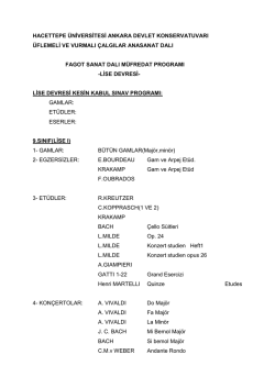 Fagot Sanat Dalı Lise M&uuml;fredatı - Hacettepe &Uuml;niversitesi Ankara