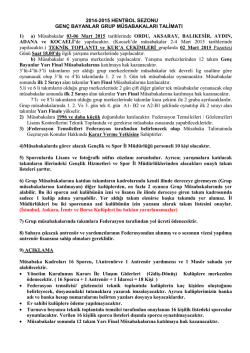 2014-2015 HENTBOL SEZONU GEN&Ccedil; BAYANLAR GRUP