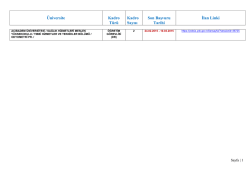 &Uuml;niversite Kadro T&uuml;r&uuml; Kadro Sayısı Son Başvuru Tarihi İlan Linki