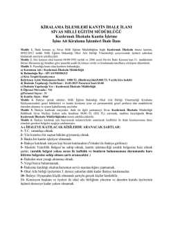 KİRALAMA İŞLEMLERİ KANTİN İHALE İLANI SİVAS MİLLİ EĞİTİM