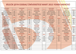 Aylık Yemek Men&uuml;s&uuml;