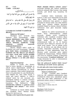 &Ccedil;anakkale Zaferi ve Şehitlik Bilinci