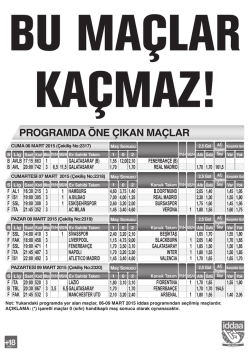 PROGRAMDA ÖNE ÇIKAN MAÇLAR S Lig Saat Kod Mbs İY