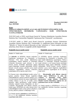 Sermaye Şirketlerinin A&ccedil;acakları İnternet