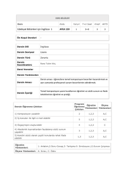 Edebiyat B&ouml;l&uuml;mleri i&ccedil;in İngilizce 1 AFEA 159