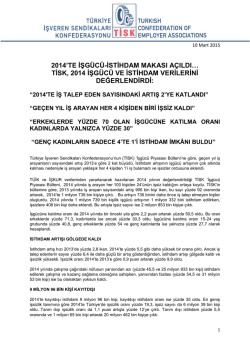 Tisk İşg&uuml;c&uuml; Piyasası B&uuml;lteni - Yıllık 2014 D&ouml;k&uuml;manı İ&ccedil;in Tıklayınız