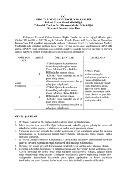T.C. GIDA TARIM VE HAYVANCILIK BAKANLIĞI Bitkisel Üretim