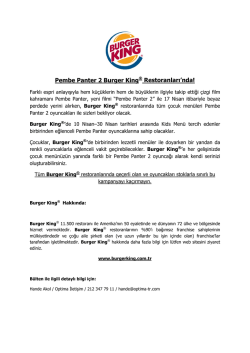 Pembe Panter 2 Burger King&reg; Restoranları`nda!