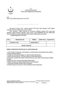 Konu: Kati Teklif vermeye davet (2015/144)