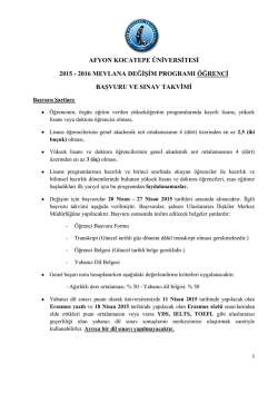 afyon kocatepe &uuml;niversitesi 2015 - 2016 mevlana değişim programı