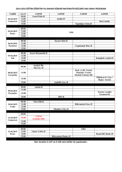 2014-2015 EĞİTİM-ÖĞRETİM YILI BAHAR DÖNEMİ MATEMATİK