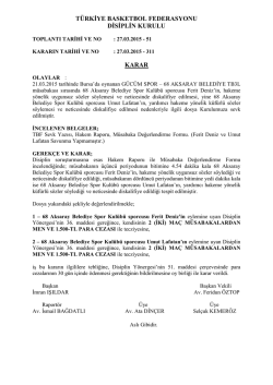 karar 311 gücüm spor – 68 aksaray belediye tb3l müsabakası