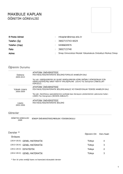 CV İ&ccedil;in Tıklayınız. - Sinop &Uuml;niversitesi