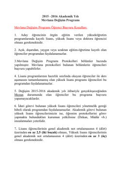 2015-2016 Mevlana Değişim Programı İlanı