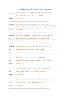 MERSİN İLİNDE YETKİ VERİLEN KURUM VE KURULUŞLAR