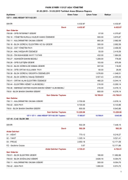01.03.2015 - 31.03.2015 Tarihleri Arası Bilanco Raporu PARK