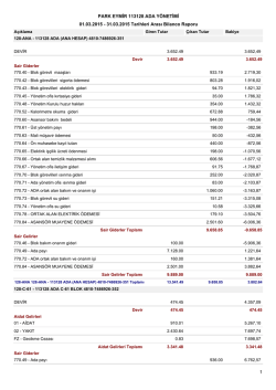 01.03.2015 - 31.03.2015 Tarihleri Arası Bilanco Raporu PARK
