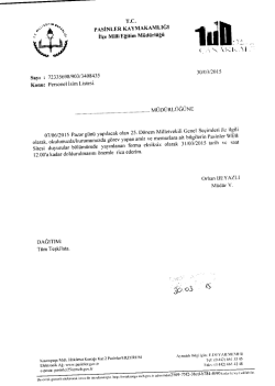 30/03/2015 Tarihli Yazılar - Pasinler İl&ccedil;e Milli Eğitim M&uuml;d&uuml;rl&uuml;ğ&uuml;