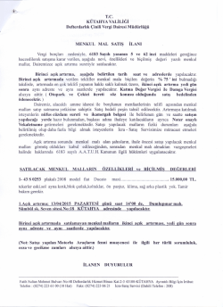 13.04.2015 tarihinde yapılacak satış ilanı