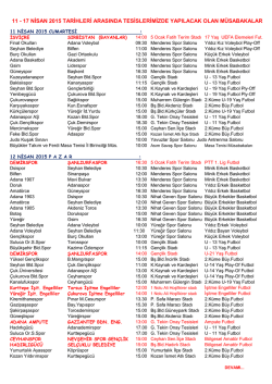 17 NİSAN 2015 M&Uuml;SABAKA PROGRAMI