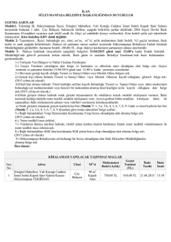 S&uuml;leymanpaşa Belediye Başkanlığı Tarafından Kiralanacak &Ccedil;ay