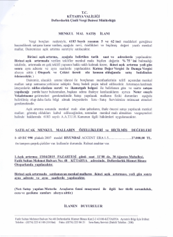 13.04.2015 tarihinde yapılacak satış ilanı