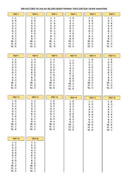 din k&uuml;lt&uuml;r&uuml; ve ahlak bilgisi dersi yaprak testleri i&ccedil;in cevap anahtarı 1