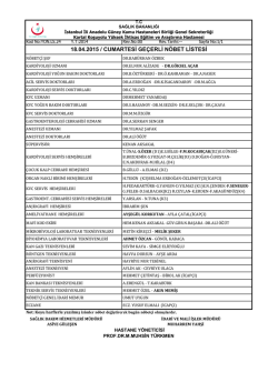1 - Kartal Koşuyolu Y&uuml;ksek İhtisas Eğitim ve Araştırma Hastanesi