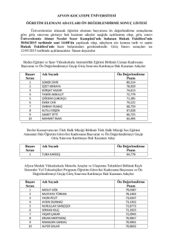 AFYON KOCATEPE &Uuml;NİVERSİTESİ &Ouml;ĞRETİM ELEMANI