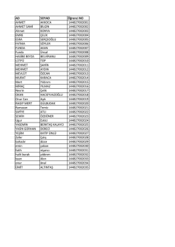 AD SOYAD &Ouml;ğrenci NO AHMET AKKOCA 144827002001 AHMET