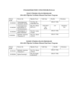 Y&uuml;ksek&ouml;ğretimin Y&ouml;netimi Bilim Dalı Tezli Y&uuml;ksek Lisans Final