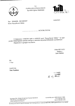 16/04/2015 Tarihli Yazılar - Pasinler İl&ccedil;e Milli Eğitim M&uuml;d&uuml;rl&uuml;ğ&uuml;