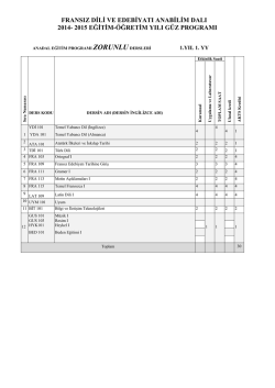 fransız dili ve edebiyatı anabilim dalı 2014- 2015 eğitim
