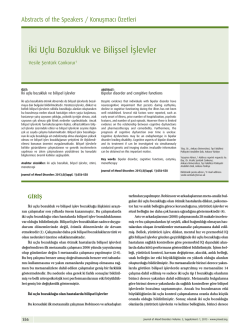 İki U&ccedil;lu Bozukluk ve Bilişsel İşlevler