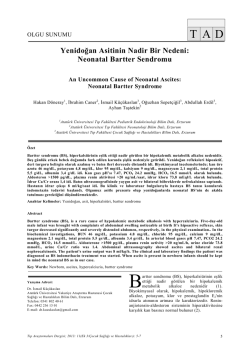 Neonatal Bartter Sendromu - Tıp Araştırmaları Dergisi