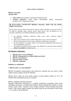 KULLANMA TALİMATI BİOAK 5 mg tablet Ağızdan