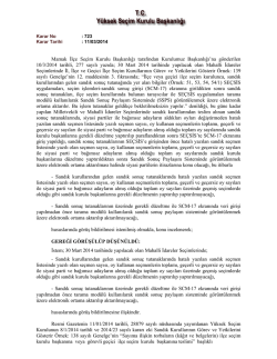 2014/723 - Y&uuml;ksek Se&ccedil;im Kurulu Başkanlığı