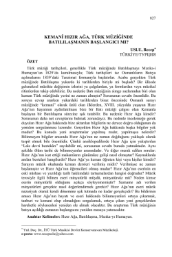 USLU, Recep-KEMANÎ HIZIR AĞA, TÜRK MÜZİĞİNDE