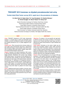 TEKHARF 2013 taraması ve diyabet prevalansında hızlı artış
