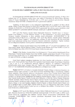 2013 Yılı Olağan Genel Kurul Toplantı Tutanağı