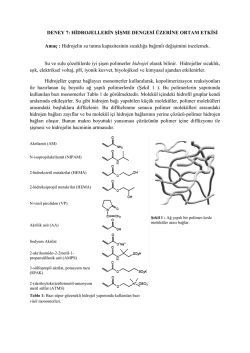 Hidrojellerin Şişme Dengesi &Uuml;zerine Ortam Etkisi