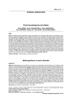Panik bozukluğunda &uuml;st bilişler Metacognitions in