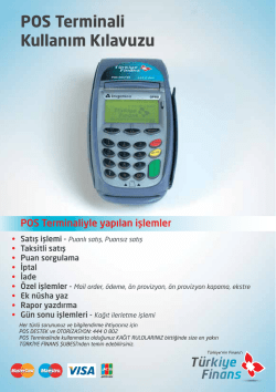 POS Terminali Kullanım Kılavuzu - T&uuml;rkiye Finans Katılım Bankası