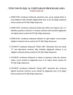 YZM 5560 PL/SQL ile VERİTABANI PROGRAMLAMA