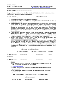 Alınan Kararlar(PDF) - SS Beray Yuva Konut Yapı Kooperatifi