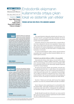 Endodontik ekipmanın kullanımında ortaya &ccedil;ıkan lokal