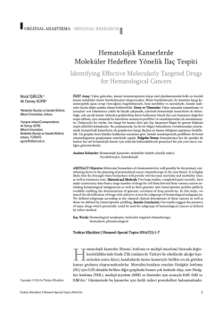 Hematolojik Kanserlerde Molek&uuml;ler Hedeflere